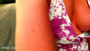Wife Rides Bike in Public with Cleavage Flashing Dare