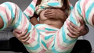 hey, stepdad, why you teasing my small boobs? gonna finger me hard tonight?