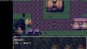 Tanned girl Natsuki in hentai game exhibitionist scene