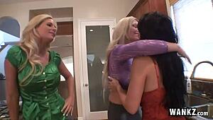 Wankz - Three Hot Women Bang Lucky Dude with Toys and Swap Cum