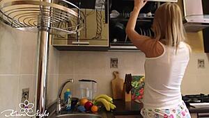 Babe, how's that big banana feel in your tight pussy while masturbating?