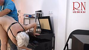 Hey, Who’s Next? Clerk Bangs Office Cleaner and Secretary with Hot Cunnilingus!