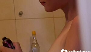 Blonde Amateur Enjoys Quiet Shower Bathing Session