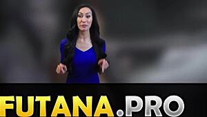 Two guests pick busty milf for threesome with futanari double penetration