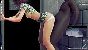 hey, sneaking around in the game world to fuck that toilet in 3d anime style