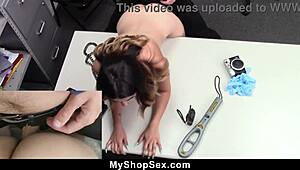 Young Teen Caught Shoplifting Uses Her Body To Blackmail Burglar And Avoid Police In Office