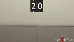 Busty woman in restraints for 3D porn