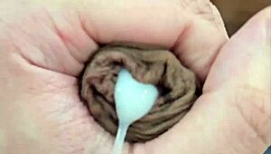 Skinny twink’s first time giving a handjob and the result is amazing.
