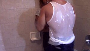 in the shower, a muscular bodybuilder amateur kisses and makes her orgasm on her big ass