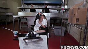 Hardly Working Asia Lee and Lindsey Lakes in Petite Hardcore Action