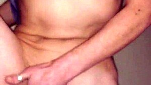 wife rubbing pussy on stairs