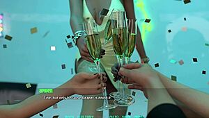 The first mission accomplished: A curvaceous trio celebrates in an animated game