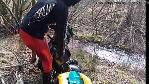 bizarre german femdom with mud and latex outdoors
