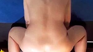 Amateur Exhibitionist Rides In Lingerie At Home With Toys.