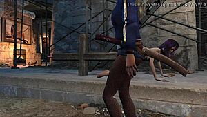 holly plays with dildo in fallout 4 outdoors