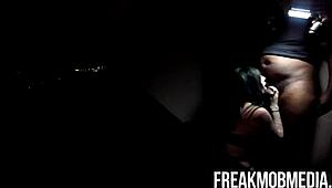 Blonde amateur in stockings and lingerie gets doggy style anal and ass to mouth blowjob.