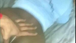 A sexy black lady has sex in the bathroom.