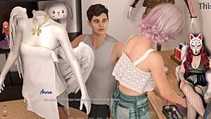 Beautiful 18yo teen cosplayer shines in see-through skirt costume