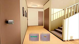 Peeping on my naked stepmom in bathroom during Summer Hentai game ep 1