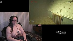 Naked BBW Brunette Plays Outlast Game Part 3!