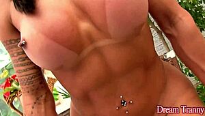 big booty shemale isabelly ferreira subtly fucks a dildo while wanking