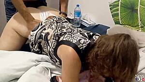 French Amateur Slut in Satin Panties Fucked Doggystyle