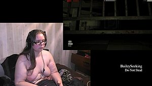 Naked BBW Brunette Plays Outlast Game Part 3!