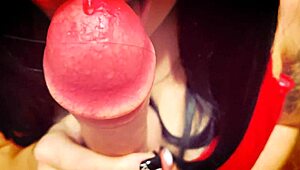 Wow, got a blowjob from a masked cat and finished in her mouth!