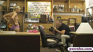 tight blonde amateur gets spied on while pawning her twat and getting pounded by big cock 😏