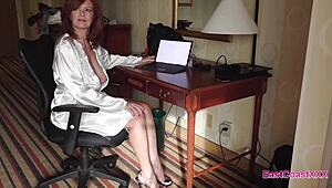 Andi James experiences cum in mouth and titty fuck in hotel POV