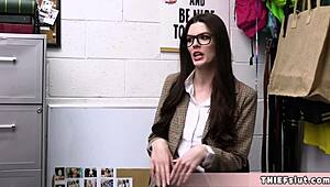 geeky chick feels scared yet excited as cop introduces his big fat cock