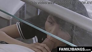 Oriental Stepsister Ember Snow Stuffed by Dirty Stepbrother Bambino