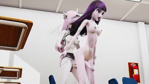 Monster High: Vampire Halloween special with Elissabat and Rochelle Goyle in 3D porn