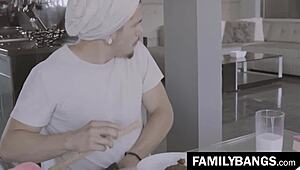 Oriental Stepsister Ember Snow Stuffed by Dirty Stepbrother Bambino