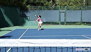 My tennis coach wasn't ready when i showed him my smooth pussy