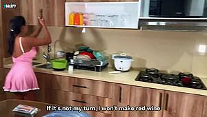 Horny Stepbrother Fucks Submissive Stepsister in Kitchen, Makes Her Suck Cock and Cum on Face