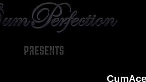 Flirty hottie swallows jizz in bukkake frenzy.