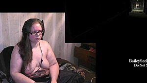 Naked BBW Brunette Plays Outlast Game Part 3!