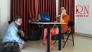 Naughty Employee Licks Pussy Sucks Dick At Office!