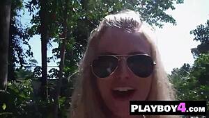 Hey, wanna see small tits blonde milf Karina Marie flash her stunning ass in stockings?