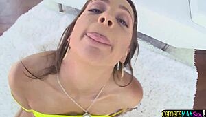 feeling intense passion as roundass babe gets pov fucked then tastes jizz