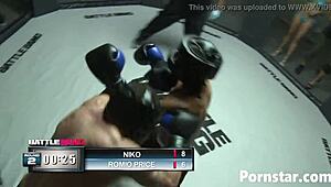 Blonde beauty Sophie Dee smothers loser with big tits in ring