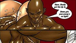 2 Hot Blondes in Comix Tackle a Massive Monster Cock