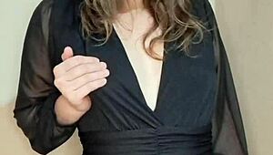 A woman achieves the best orgasm with her hand, fingers, and a huge dildo.