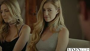Rich boss scores a wild threesome with two stunning blondes on Vixen.