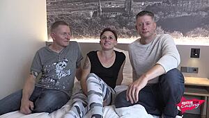 Thin Slut From The Corner Gets Fucked And Used By Tattooed Rockers In A Hardcore Group Threesome