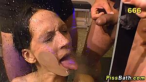 Small Titty Fetish Babe Soaked in Wild Golden Shower
