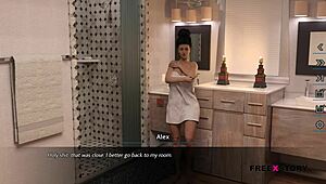 Alex Watches Landlady in Shower Scene