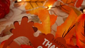 Ellie Nova serves her tight pussy as Thanksgiving dessert.