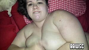 wow, horny bbw wife gets cum on tits and facial!